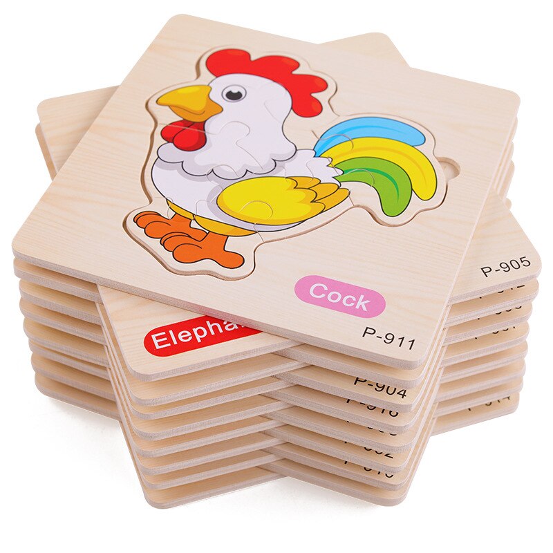 1Pcs del bambino 3D di legno traffico Degli Animali Puzzle Di Puzzle giocattolo Educativo di apprendimento precoce cognizione del fumetto dei capretti afferrare intelligenza Di Puzzle