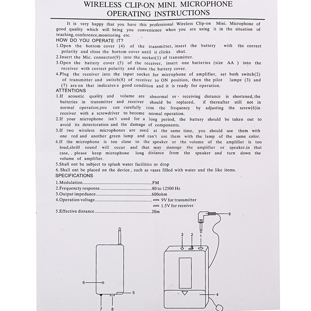 Mini micrófono de sistema de micrófono, receptor inalámbrico, solapa, Clip