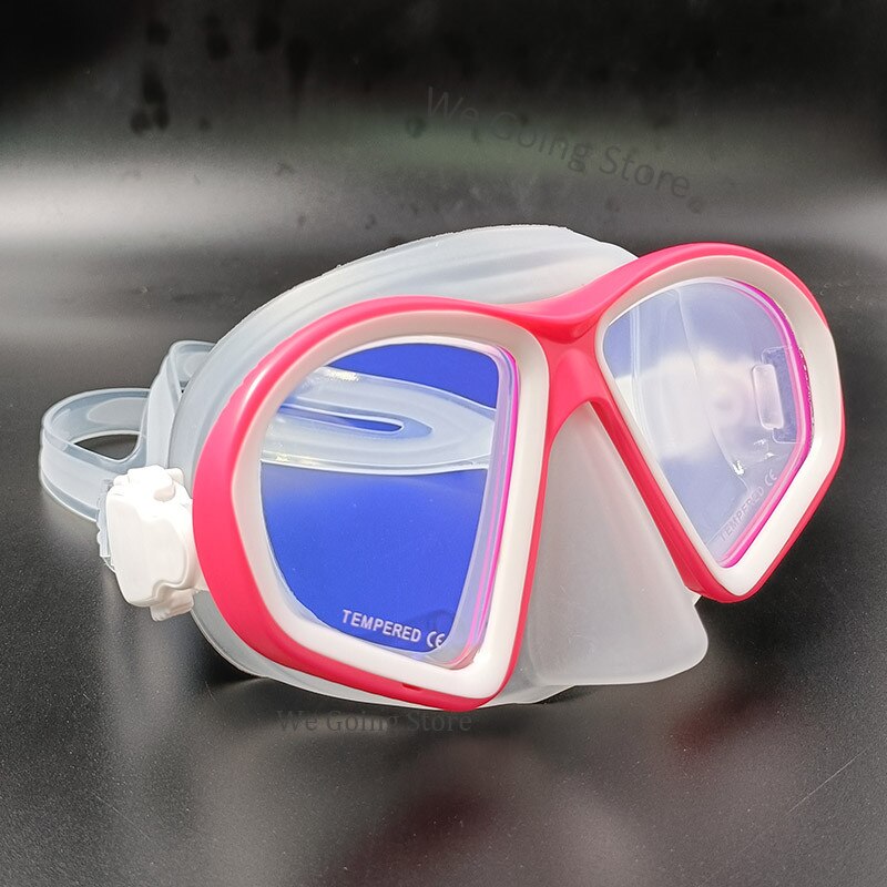 Teenager Swimming Mask Silicone Low Volume Scuba Diving Mask Freediving Scuba Dive Goggles with Coating Mirror Lens: pink 2