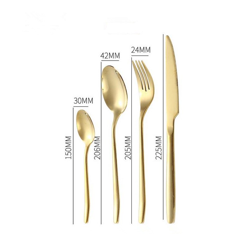 Carmon Golden Bestek Roestvrij Staal Goud Bestek Set Spiegel Shiny Zilverwerk Servies Set Bestek Zwart