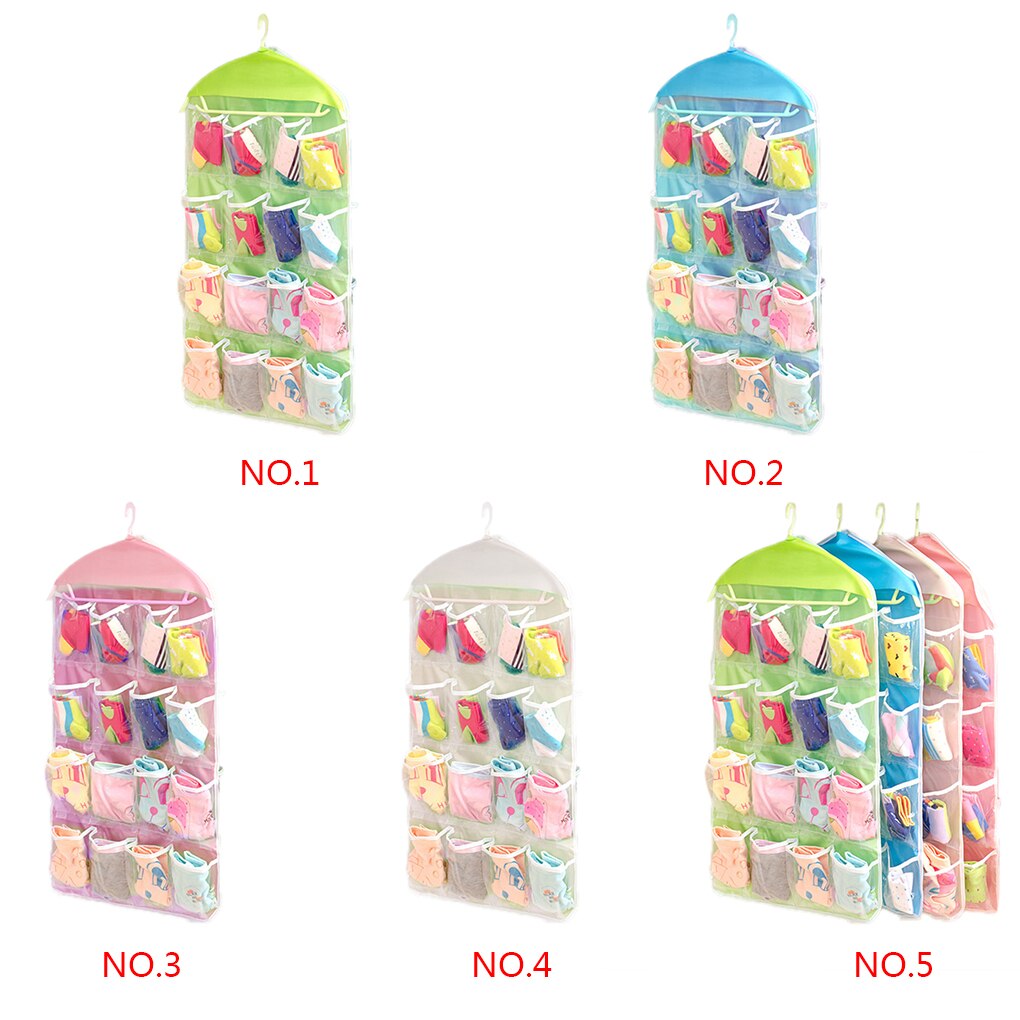 16 Gitter Faltbare Garderobe Hängen Taschen Container Kleidung Unterwäsche BHs Socken Krawatten Aufhänger Schuhe Lagerung Tasche