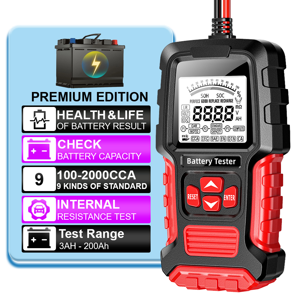 Blei-Säure-Batterie-Test, Autobatterie-Tester, 12 V, 24 V, Messung, Diagnose-Tool, LCD, digital, für Fahrzeug, LKW, Motorrad, SUV