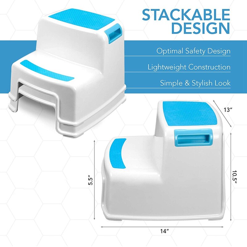 2 Pack deux étapes enfants étape tabourets enfant en bas âge étapes de sécurité pour salle de bain cuisine et toilette pot formation pieds antidérapants