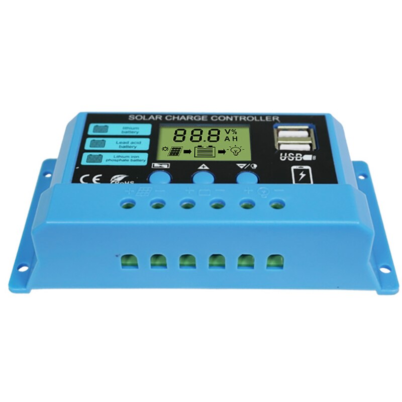 12V 24V 30A Auto Solar Laadregelaar Pwm Controllers Lcd Dual Usb 5V Output Zonnepaneel pv Regulator Voor Zonnepaneel
