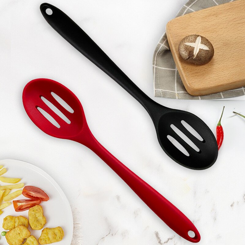 1Pc Large Silicone Spoon Long Handle Slotted Spoon Ladle Big Kitchen Cooking Spoon Scoop Skimmer Silicone Cooking Utensils