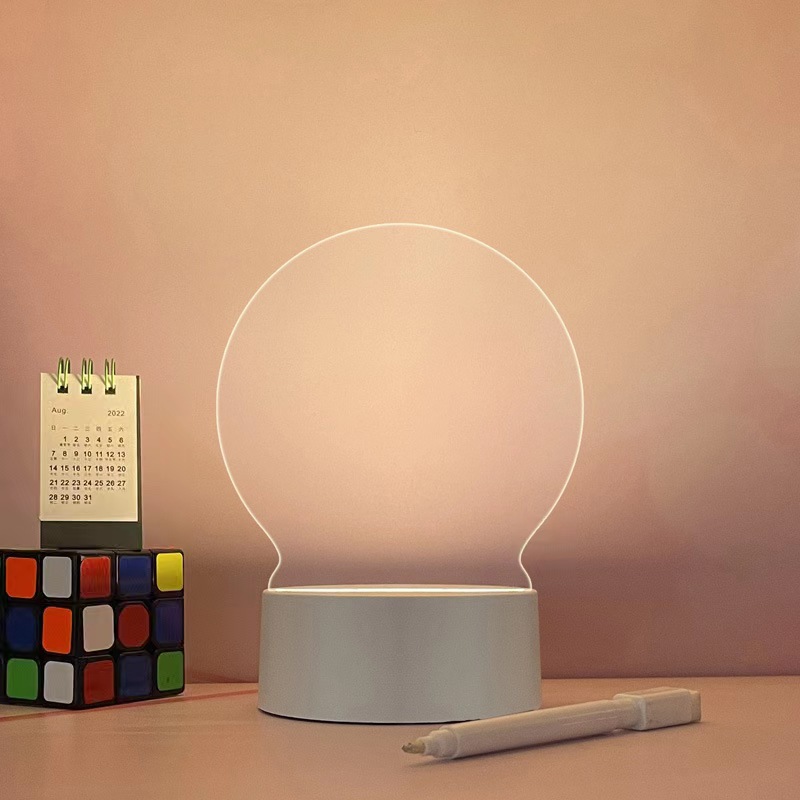 Tablero de notas de acrílico transparente, tablero de mensajes luminoso de escritura borrable, recordatorio de notas de escritorio para el hogar, pizarra blanca pequeña: Rojo rosado
