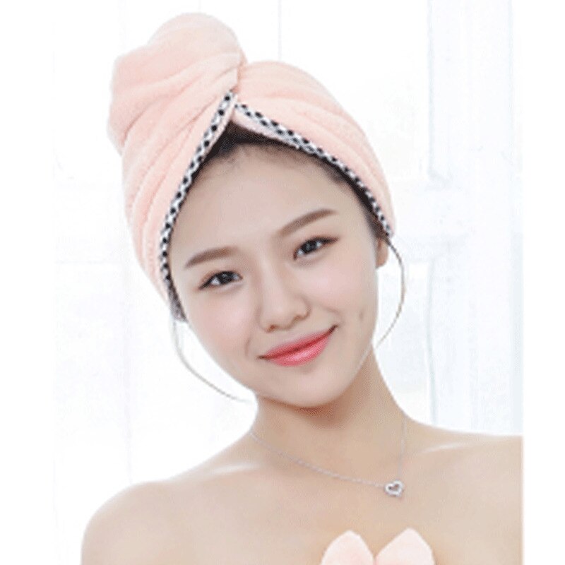 Nyeste mikrofiber hår pakke inn håndkle lue turban vri hurtigtørkende tørr lokk dame dårlig spa: Rosa