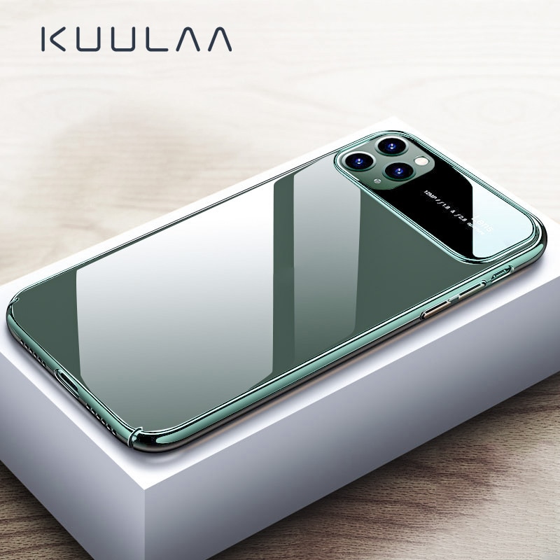 KUULAA For iPhone 11 Pro Max Case Luxury Mirror Glass Phone Case i Phone 11 ProMax Shockproof Back Cover For iPhone 11Pro Max