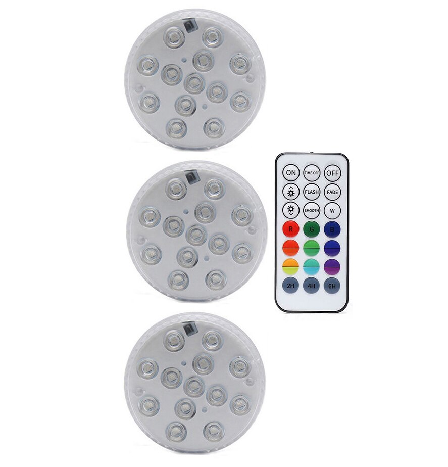 Kleurrijke Zwembad Lamp Rgb Met Afstandsbediening Outdoor Led Onderwater Verlichting Voor Vijver Fontein Zwembad Versieren Kleur Verlichting: 1 Controller 3 Lamp