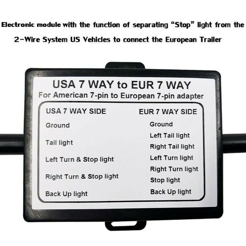 Usa Naar Eu Trailer Licht Converter Ons 7-Way Blade Socket Naar Eu 7-Pin Ronde Plug