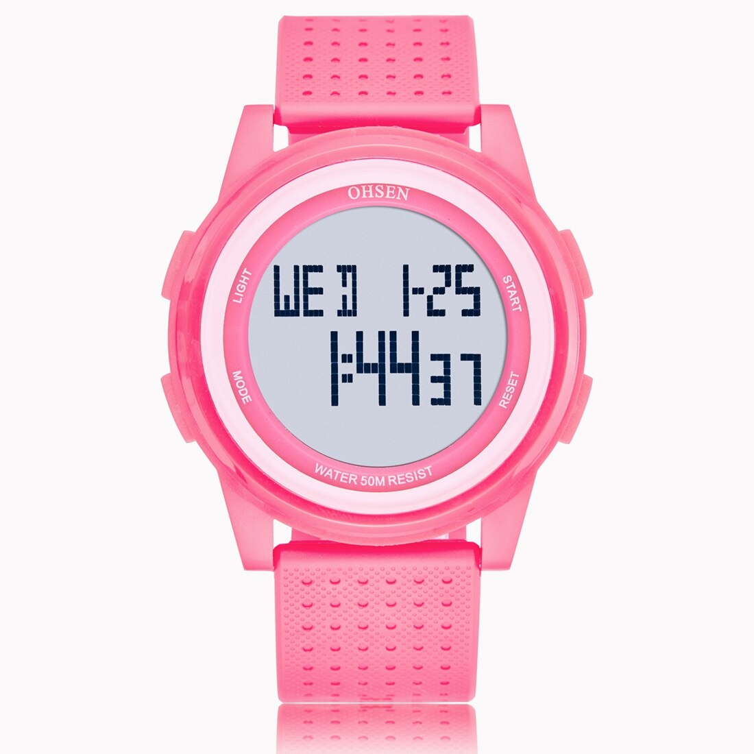 OHSEN Digitale Frauen Sport Uhren Wasserdichte Gelbe LED freundlicher Uhr Multi funktion Junge Mädchen Armbanduhr montre femme: Rosa Armbanduhr
