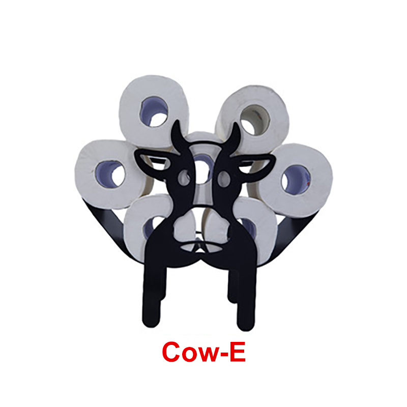Creatieve Dier Vormige Zwart Ijzer Roll Papieren Handdoek Houder Kat Elanden Vee Varken Ambachten Badkamer Rack Ornamenten Toiletrolhouder: Cows Roll Holder