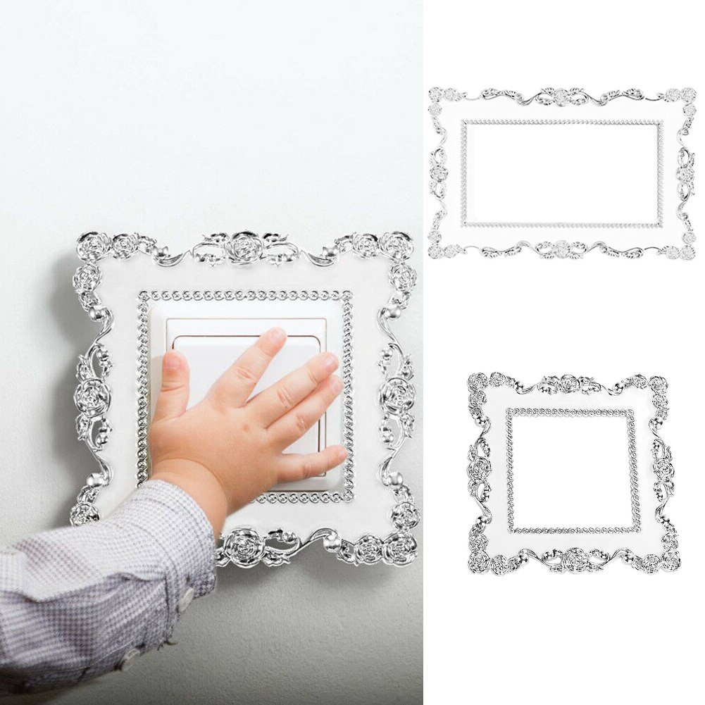 Bricolage décoration doré salon décoratif Stickers muraux Double/simple interrupteur de lumière plaque de couverture Rose dentelle interrupteur autocollant mur