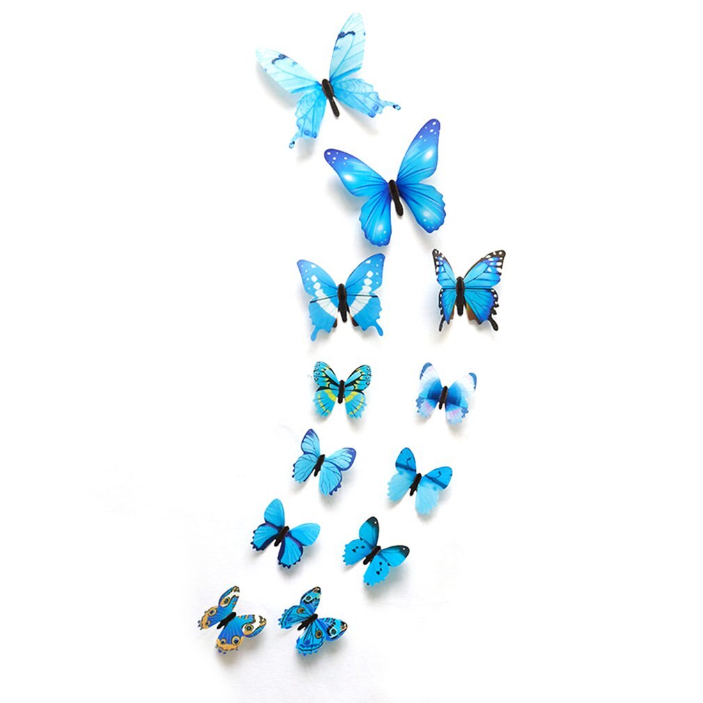 3d Vlinder Muursticker Vlinders Op De Muur Voor Koelkast Stickers Behang Voor Woonkamer Home Decor: blue
