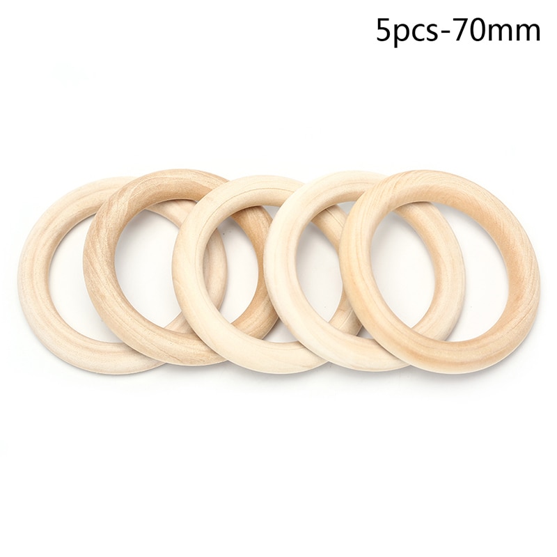 5-50pcs Natural Color 2-7cm Wooden Beads Pendant Connectors Circles Rings Beads Unfinished Natural Wood Wall Hanging Ornament: 70mm