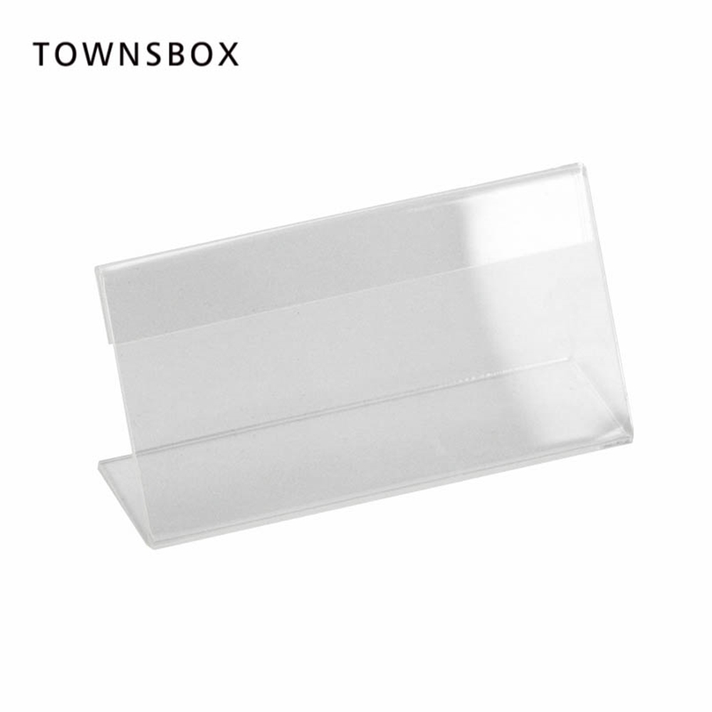 10 Pcs T1.3mm Clear l Shape Table Sign Price Tag Stand Paper Name Card Desk Frame Label Display Holder