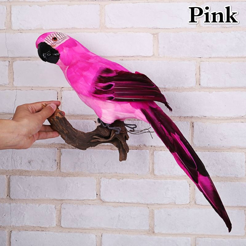 Figurine de perroquet en mousse faite à la main, simulation d'ara, ornement de pelouse, faux animal, oiseau, accessoire de jardin, décoration, 45cm: Rose
