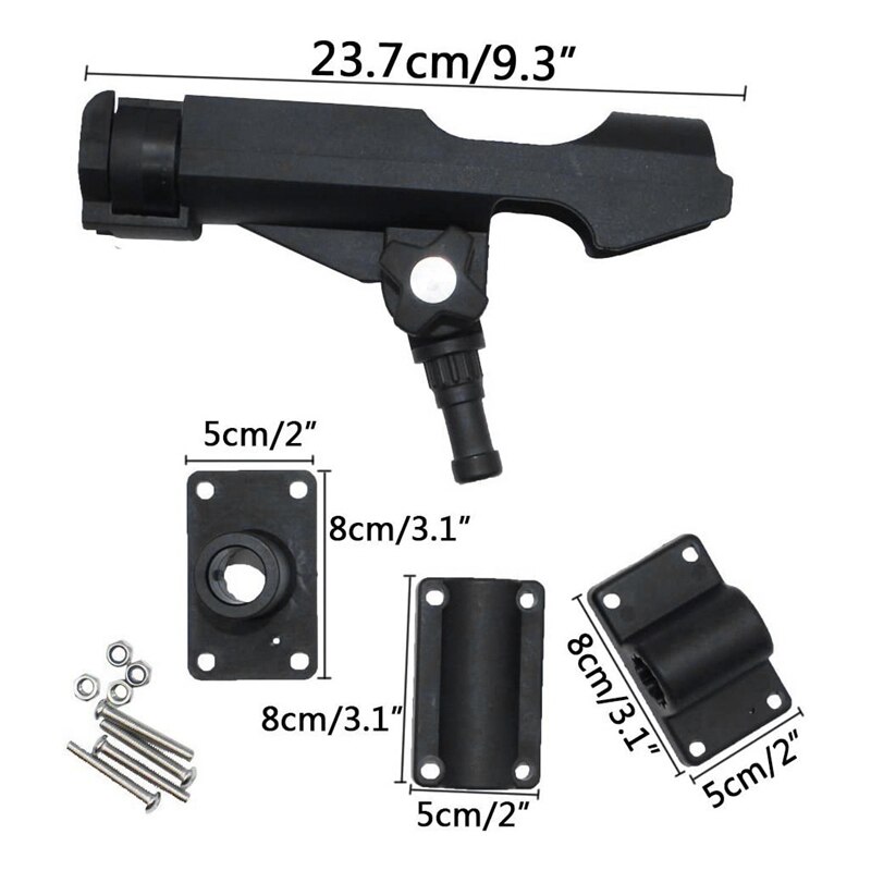 Fishing Power Lock Rod Holder with 2 Side Rail Mounts Adjustable Fishing Rod Racks for Sea Fishing Kayak Boat Mounting