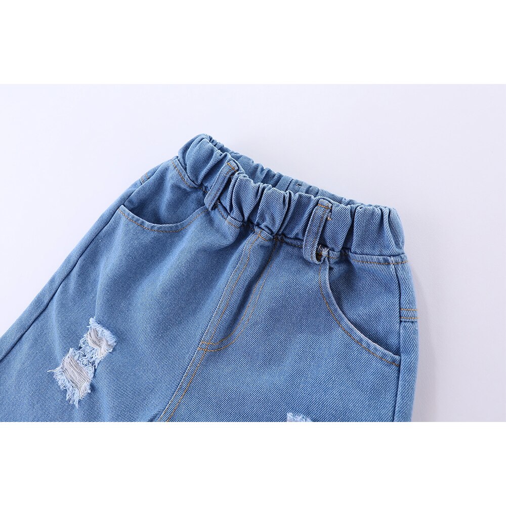 Mudkingdom-Shorts en Denim pour garçons, pour l'été, à la , élastique déchiré à taille solide, pour garçons