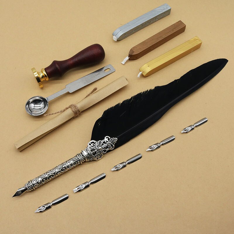 1 set Russische Engels Kalligrafie Veer Dip Pen Schrijven Inkt Set Briefpapier Box met 5 Nib Boutique veer pen: Default Title