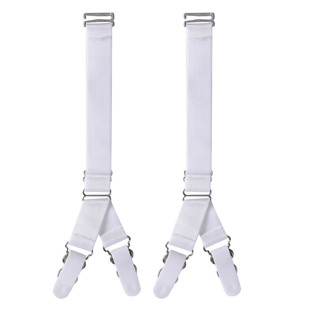 8 Styles Garment Hooks Suspenders Belt with Leather Polyester Elastic Clip-on Braces: 872White