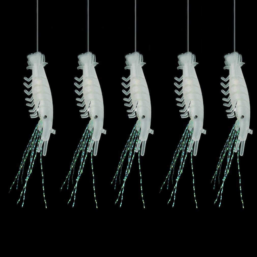5 st självlysande räkor beten fiskedrag enkelkrok tackle vev