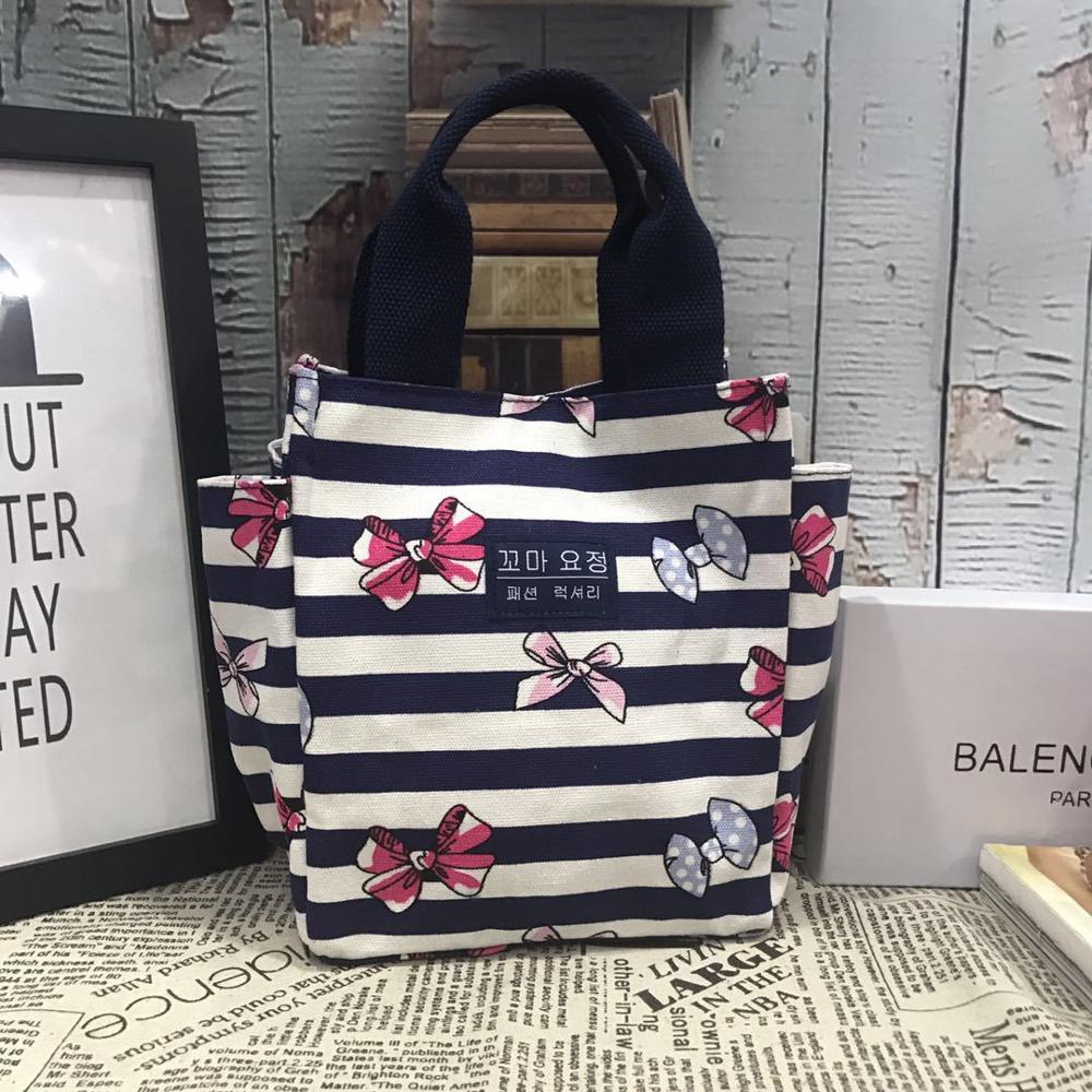 Lady Women Handbag Polyester Ladies Printing Handbags Portable Lunch Bag Pouch Storage Box Picnic Tote Bag