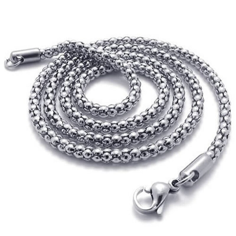 Jewelry men's chain, stainless steel curb chain necklace, silver (3 mm wide, 60 cm long)