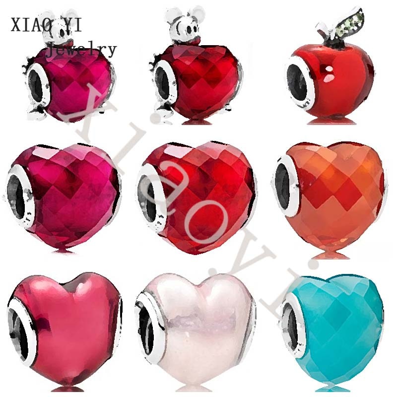 XIAOYI neue S925 klassische verrotten, rosa, glas liebe multi farbe Schnur Armbinde DIY Valentinstag herz bilden