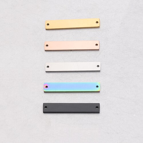 Fnixtar 20 Stks/partij 1.5*6*35Mm Spiegel Polish Rvs Rechthoek Stempelen Blanco Bar Charme Voor Diy sieraden Maken Ketting: mix clolor 1