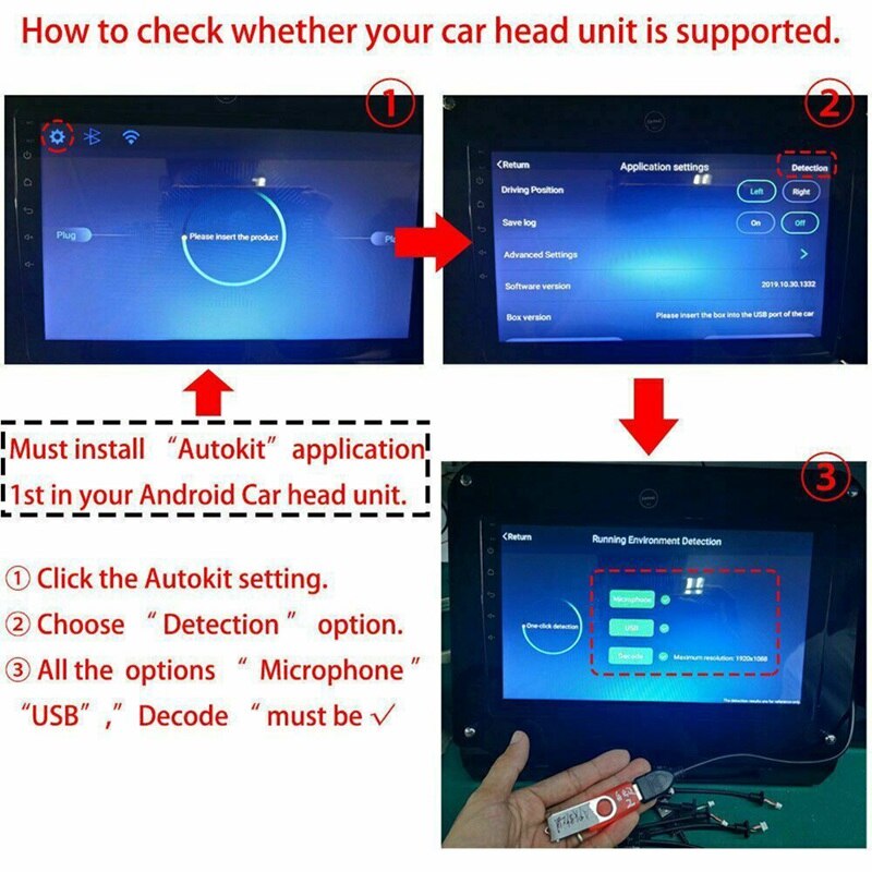 USB Auto Carplay Dongle for Android phone Wireless System Screen Smart link Support Mirror-link Online Map Music