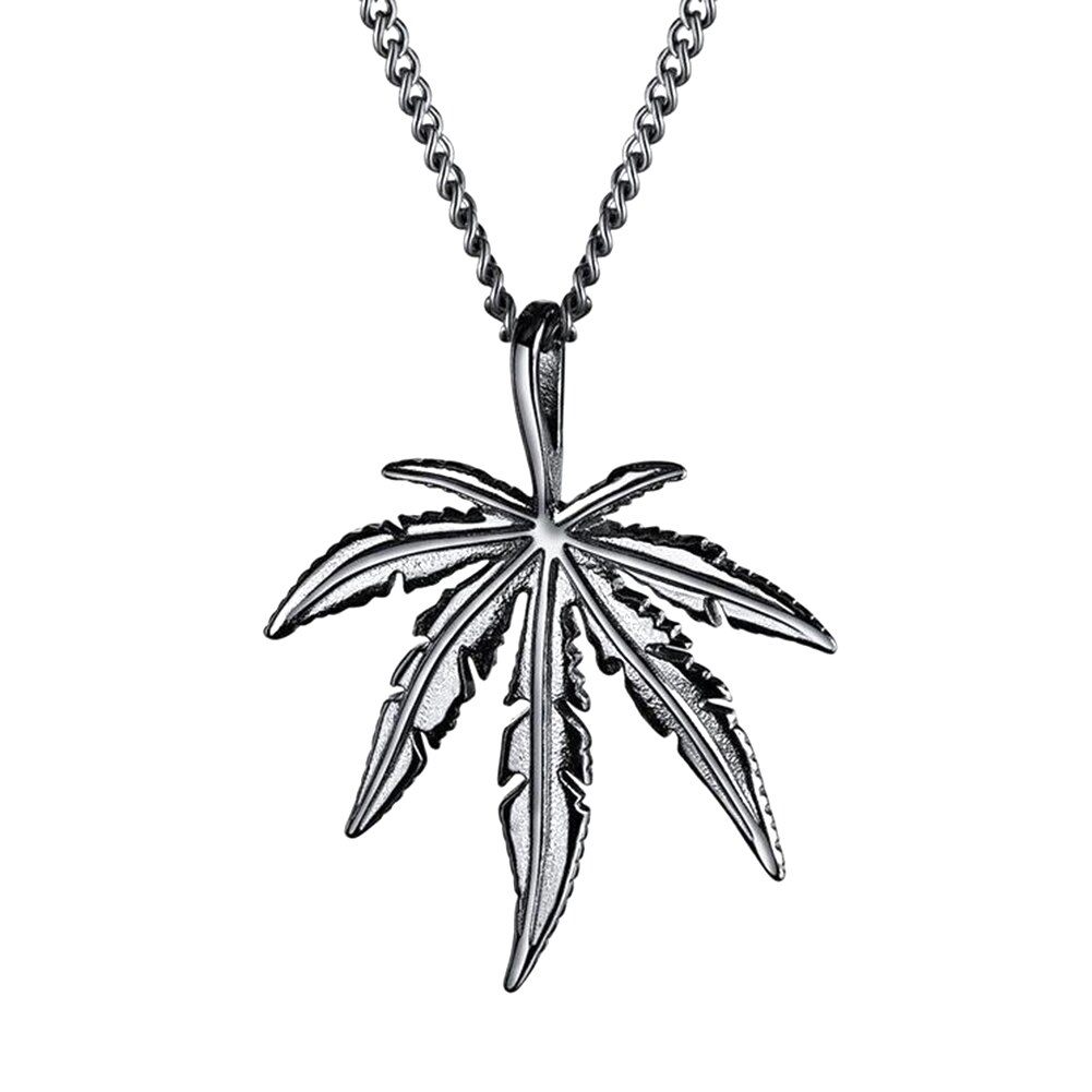 Hemp Leaf Pendant Charm Chain Necklace Maple Leaf Necklace for Men and Women Hip Hop Stainless Steel Necklaces Jewelry: 1