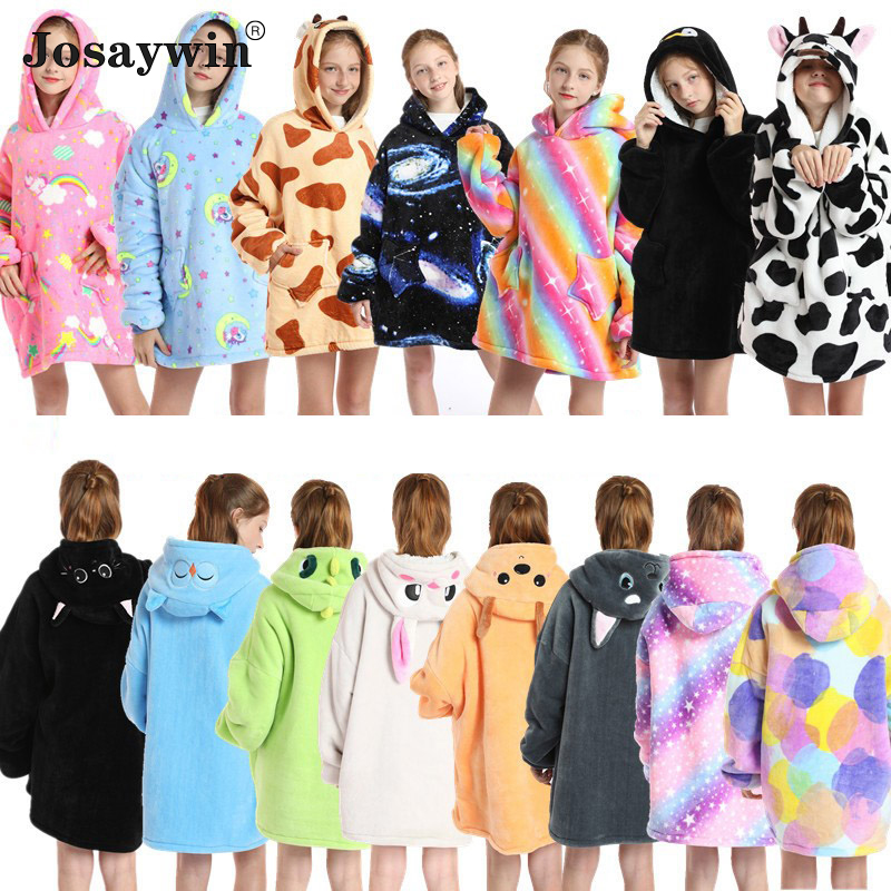 Kigurumi-Pijama Infantil de franela con capucha para niña y niño, ropa de dormir suave y cálida, con estampado, de invierno