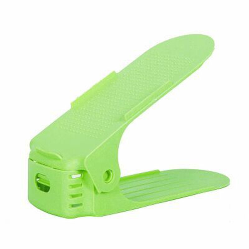 Adjustable Shoe Hanger Storage Organizers Home Wardrobe Space Saving Shoe Storage Rack Shoebox Rack Double Shoes Stand Shelf: Green