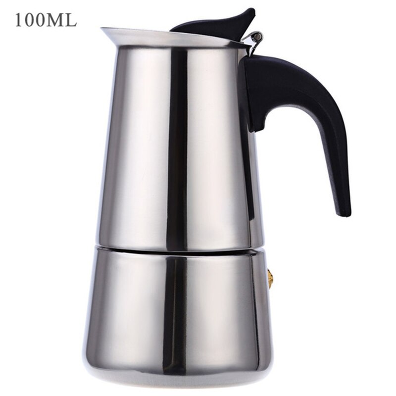 Stainless Steel Moka Coffee Pot Espresso Percolator Portable Coffee Maker Pot Percolator Drink Tool Cafetiere Latte Stovetop: 100ml