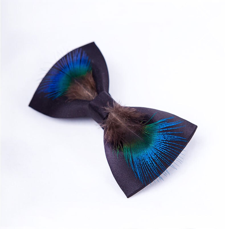 Pajarita de plumas para hombres y mujeres, pajarita blanca de para boda, original de , accesorios de la camisa para hombres: 02