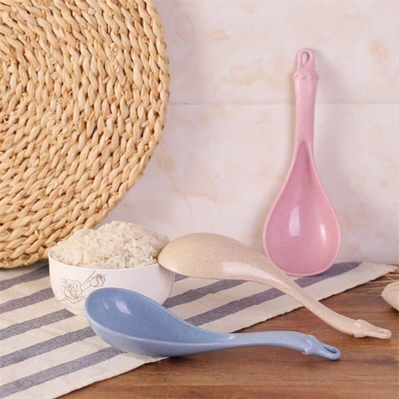 QueenTime Kunststoff Suppe Schöpfen Weizen Stroh Große Löffel Chinesische Suppe Löffel Mit Hängen See Blau Küche Pfannen Scoop Kochen Gerät