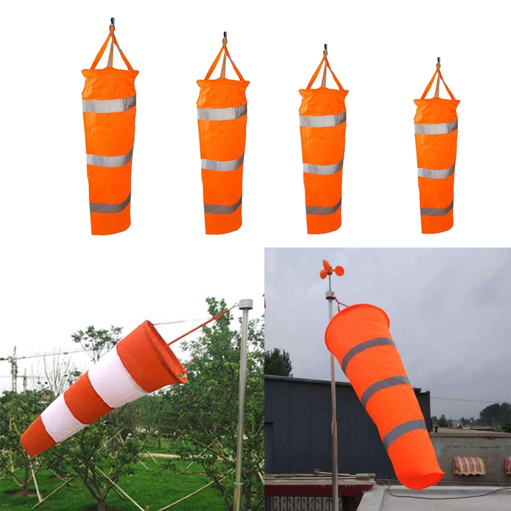 Airport Windsock Wind Cone 60,80,100,150cm Outside Wind Sock w/ Reflective Belts