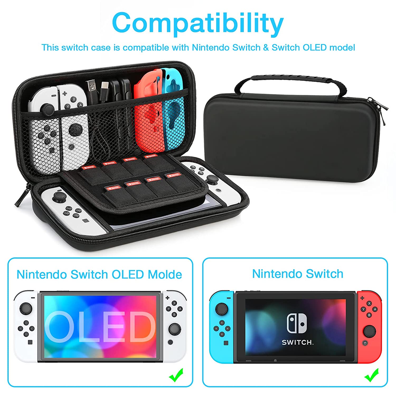 Custodia HEYSTOP per Nintendo Switch e modello OLED custodia protettiva rigida da viaggio portatile custodia a conchiglia per Console Nintendo Switch