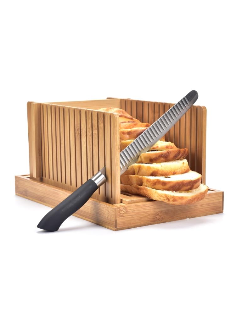 Opvouwbare Bamboe Hout Brood Slicer Cutter Toast Loaf Cutting Guide Snijden Maker 28GF