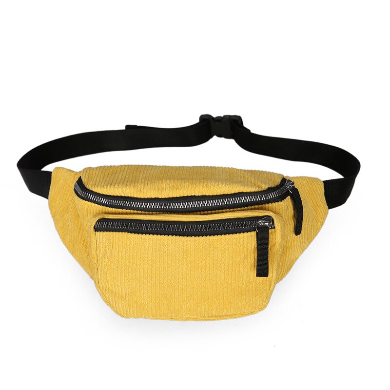 Lerret midjeveske unisex glidelås brystveske street sport casuale fanny pack jente gutt midje belteposer telefon midje packb 90: Gul midjeveske