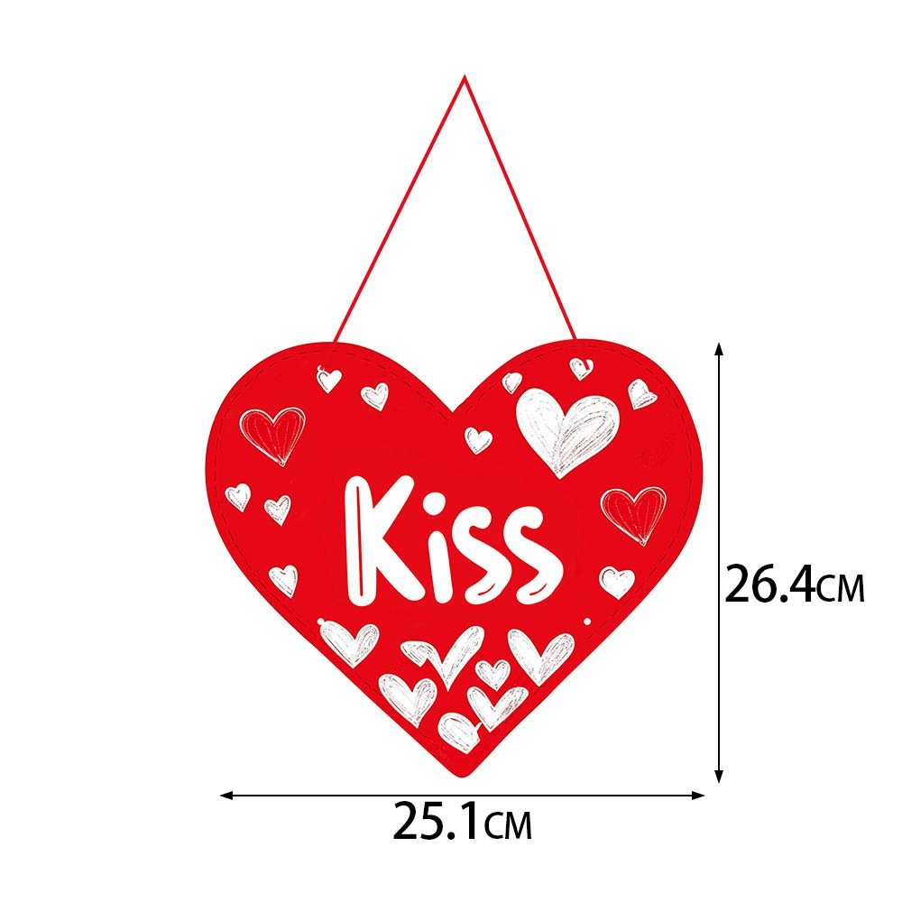 Letrero de puerta del Día de San Valentín, romántico de corazón rojo, adorno colgante para puerta delantera, letra feliz impresa, decoración de corona del 14 de febrero: Amarillo fluorescente