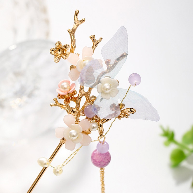 retro alt Chinesisch Stil Hanfu Kleid Blume Perlen lang Quaste Haarnadeln Clips Stöcke Haar Kämme Schmuck setzt Pro Cosplay