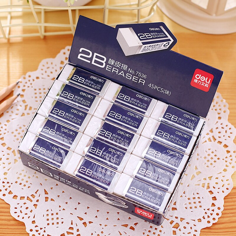 4Pcs 2B White Rubber Eraser Gomme Elastic Borracha Escolar Exam Art Drawing Eraser No Debris Clean School Statonery Deli 7536