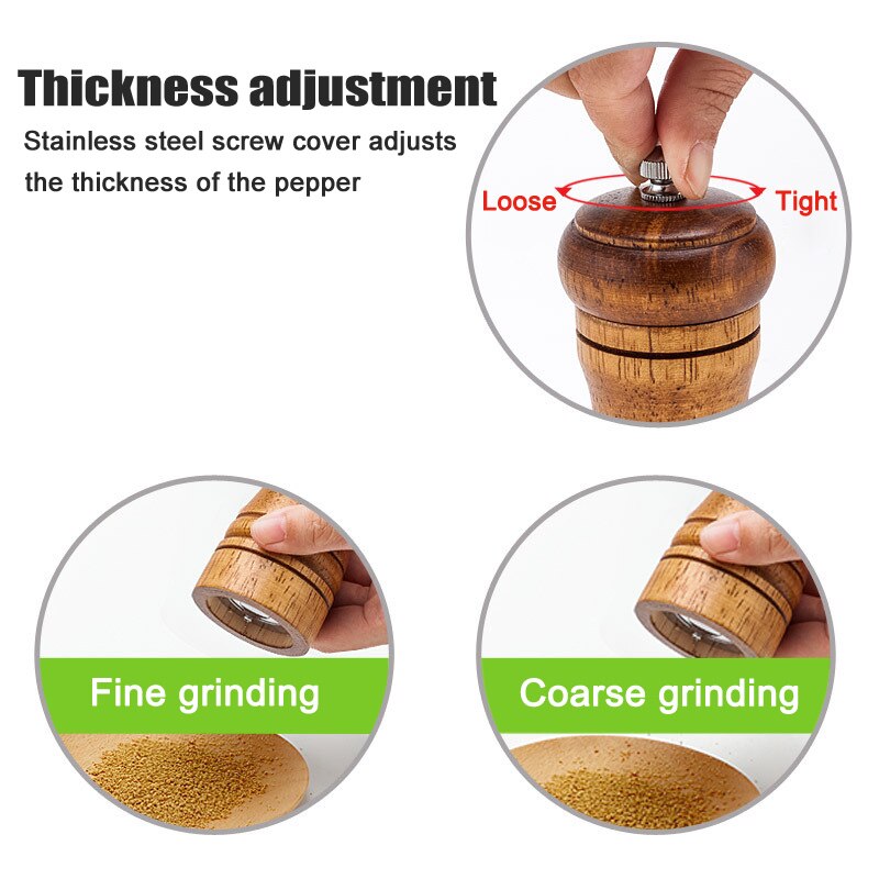 Moulin à poivre céramique en bois | 1 pièces moulin à sel, broyeur en céramique outils de cuisine durables réglables par la main, JAN88