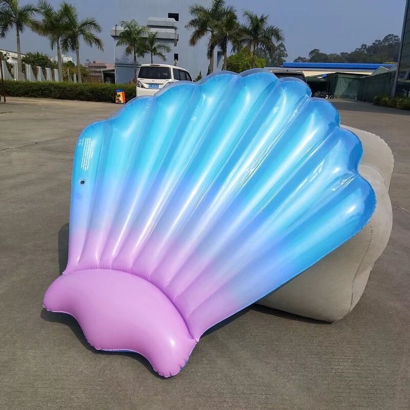 Giant Purple And Blue Scallop Shell Inflatable Swimming Pool For Adults Summer Beach Toys Water Sports Lounger Floating Island