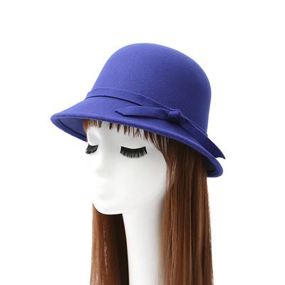 Gorro de lana con lazo para mujer, gorro de tela de lana con lazo, 6 colores, , novedad de: 5