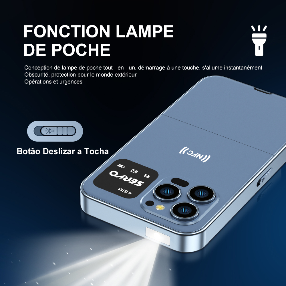 SERVO 4 SIM-kaart 4 stand-by QWERTY-toetsenbord Mobiele telefoon Snelkeuze Zwarte lijst FM-radio Zaklamp 2G GSM Mobiele telefoon Type C