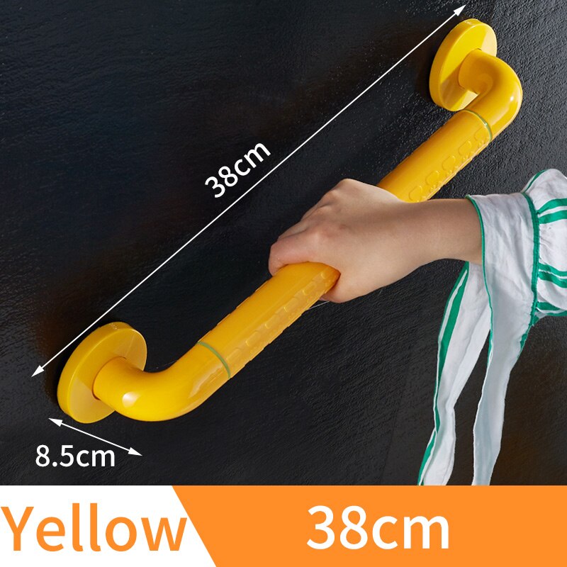 Pasamanos de seguridad sin barreras, Barras de agarre de acero inoxidable para baño para ancianos y discapacitados, montaje en pared, Mango antideslizante para bañera y ducha: Yellow-38cm