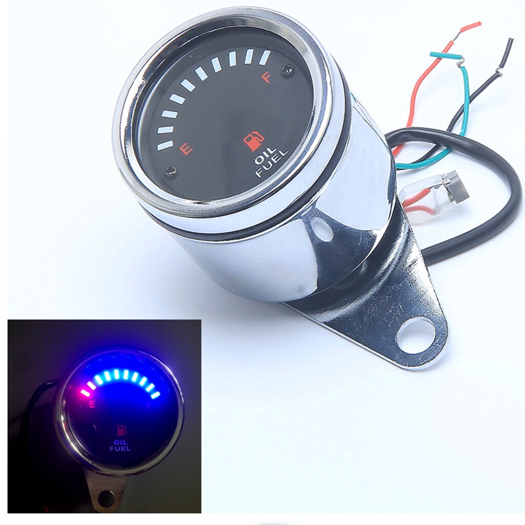 Universal Motorcycle Fuel Level Oil Gauge Meter 12V 65mm with LED Backlight